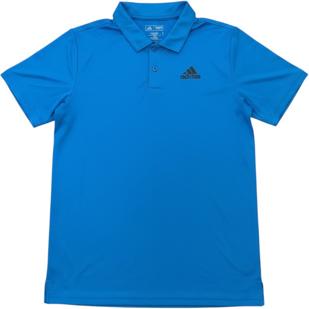 Adidas Polo Shirt Kids M 10/12 Blue Short Sleeve Performance Activewear Logo